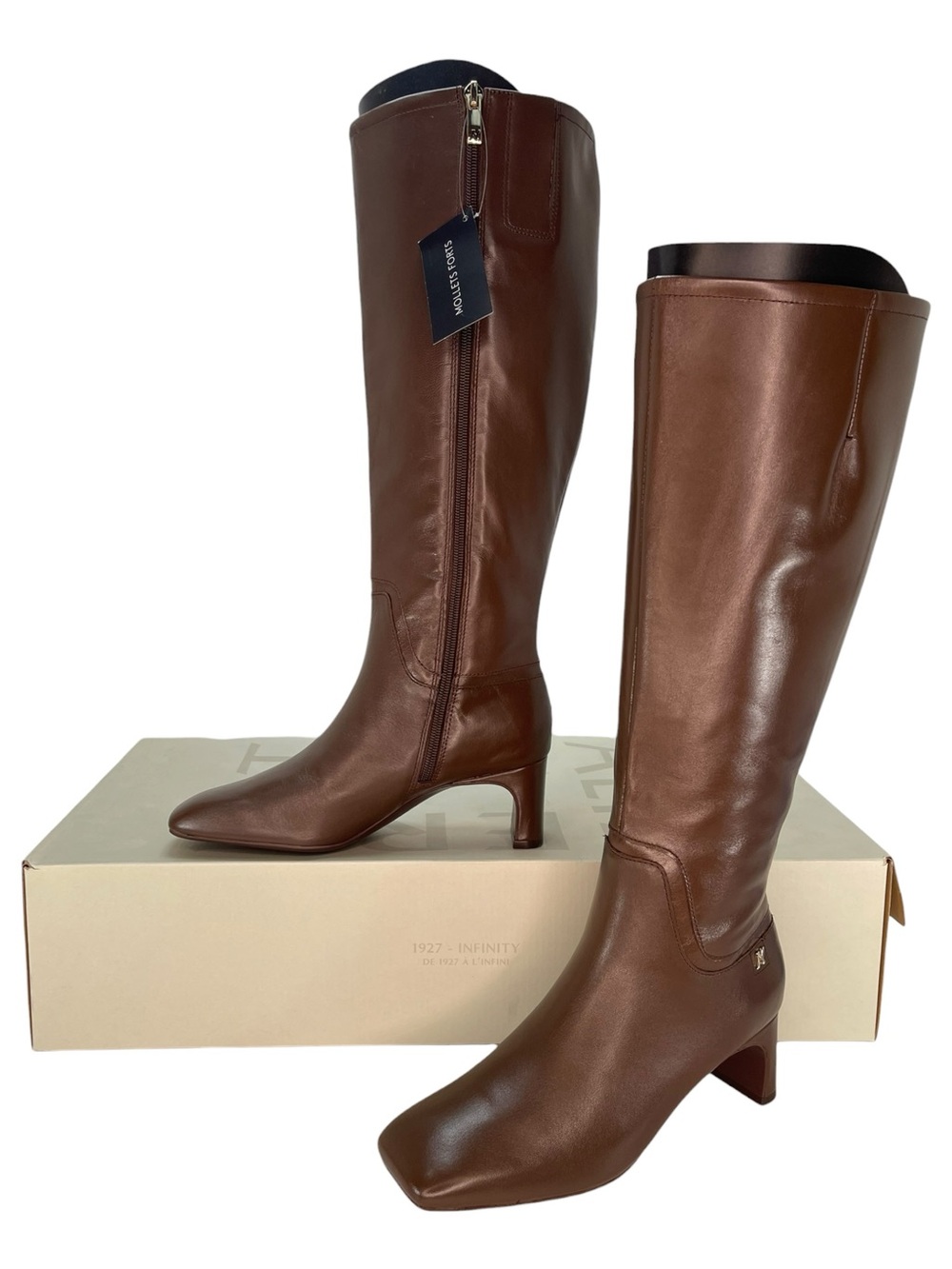 Naturalizer Candela Leather Wide Calf Heeled Knee High Womens Boots Size 7M